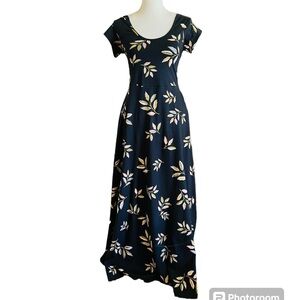 PACT EARTH’S FAVORITE CLOTHING BLACK FLORAL MAXI DRESS WITH CUT OUTS SZ MED NWT